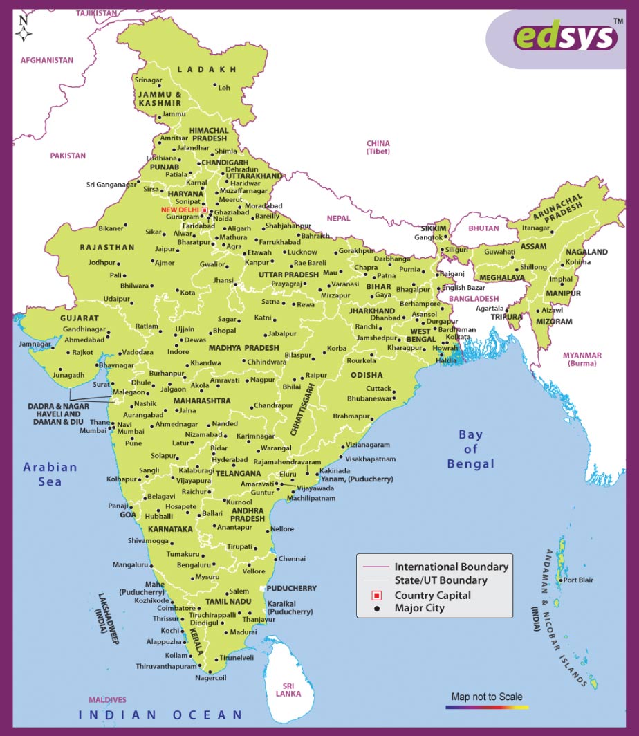 states and capitals of india Map