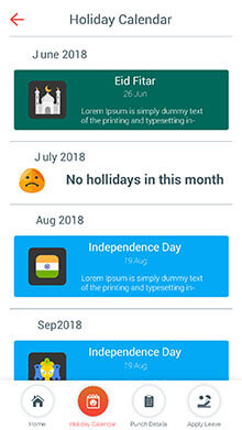 Check the account of holidays available for a particular month